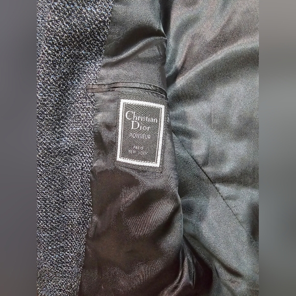 CHRISTIAN DIOR Monsieur Mens Jacket Silk Tweed Blue Grey 42L - Picture 6 of 12